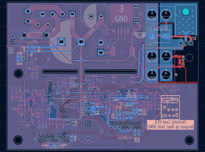Elektronik kör yük V1 PCB tasarım ekranı birinci görünüm