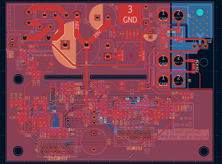 Elektronik kör yük V1 PCB tasarım ekranı ikinci görünüm